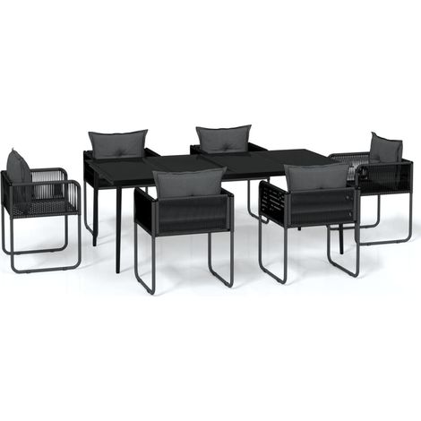 Maison Exclusive - 7-tlg. Garten-Essgruppe Schwarz (1/5)