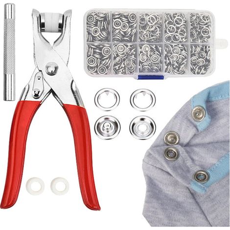 Verdicktes Metall-Druckknopf-Set mit 100 Knöpfen, 9,5 mm Zangenwerkzeug für Kleidung, Taschennähzubehör (1/4)