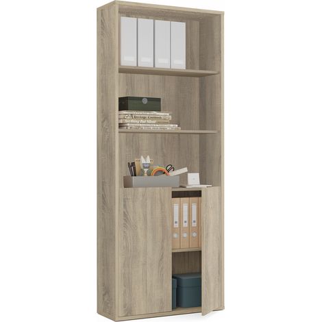 Bibliothèque / étagère de rangement, coloris Cambrian - Hauteur 196.5 x Longueur 75.5 x Profondeur 33 cm -PEGANE-