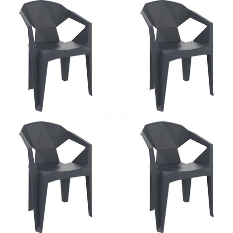 Set 4 sillas con brazos interior, exterior gris oscuro DELTA garbar (1/5)
