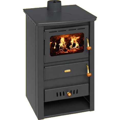 Thermopoêle à bois Prity K22 CP W10 – 13,3 kW, Noir Graphite, Plaque supérieure en fonte, Chaudière intégrée (1/5)