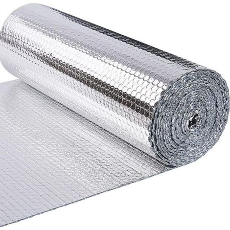 Film isolant thermique double couche en feuille d'aluminium, argenté, 0,6 x 5 m, une pièce, idéal pour les fenêtres et les radiateurs de voiture. (1/5)