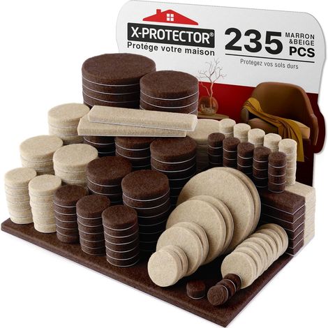 235 PCS Patins en Feutre Auto-Adhésifs - Patins pour Meubles Marron et Beige - Patin Meuble - Patin Feutre Autocollant - Patins Glisseurs pour Meubles - Protégez Vos Sols (1/5)