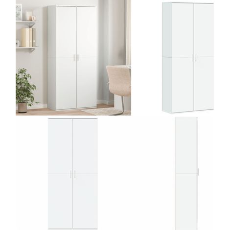 Highboard Weiß 80x35x180 cm Holzwerkstoff - Hochregal - Stauraum (1/5)