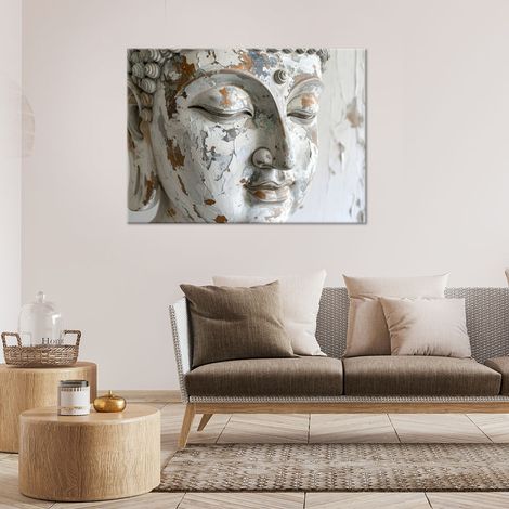 Wandbild Weiße Buddha-Statue Zen Meditation Spa 90x60 (1/4)