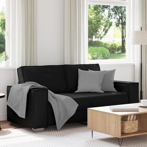 2-Sitzer Sofa Kunstleder Schwarz 140 cm Modern Getuftet Kompakt (1/5)