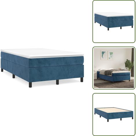 Letto con materasso - vidaXL Giroletto a Molle con Materasso Blu Scuro 120x190 cm in Velluto - Letto a molle insacchettato