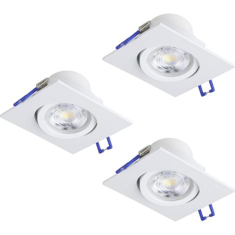 Set 3 Faretti Incasso Quadrato Saliceto Alluminio Bianco Led 6W 3X580Lm (1/4)