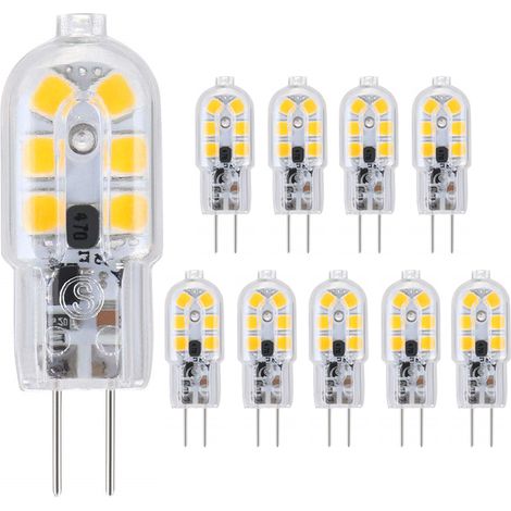 10 ampoules LED G4, 12 V 3 W CA CC 3000 K, Blanc, Mini-ampoules pour éclairage paysager, plafonnier et éclairage sous-structure (1/5)