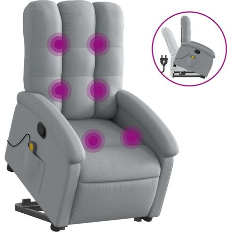 Maison Exclusive - Massagesessel mit Aufstehhilfe Hellgrau Stoff