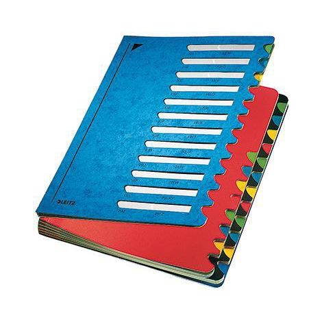 Ordnungsmappe Deskorganizer Color DIN A4 350g/m² Karton marmoriert Farbe: blau Farbe des Fächerblocks: mehrfarbig 24 Fächer (1/4)
