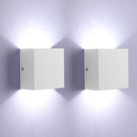 LED Wandleuchte, 2er Modern Up and Down Wandlampe 6W Kaltweiss für Wohnzimmer, Schlafzimmer, Flur, Treppen (Weiß) (1/5)