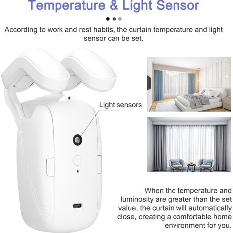 Moteur rideau intelligent Tuya WiFi, Robot électrique sans fil, Commande vocale Google, Batterie 4000mAh, Application minuteur capteur lumière (1/5)