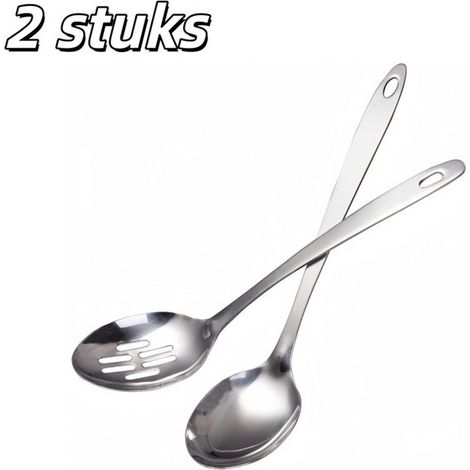 2 piezas, Cucharas, Fabricadas en acero inoxidable, Duraderas, resistentes a la corrosión y a las manchas, Fáciles de limpiar, Plateadas (1/5)