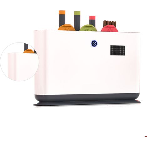 Messerblock mit multifunktionalem UV-Elektroreiniger, Essstäbchenhalter und Schneidebrett, Besteckorganizer (1/5)