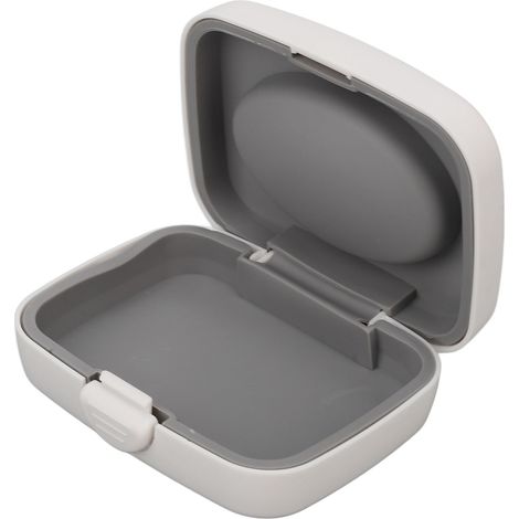 Étui de voyage noir pour appareils auditifs, boîte de rangement portable grande capacité pour extérieur. (1/5)