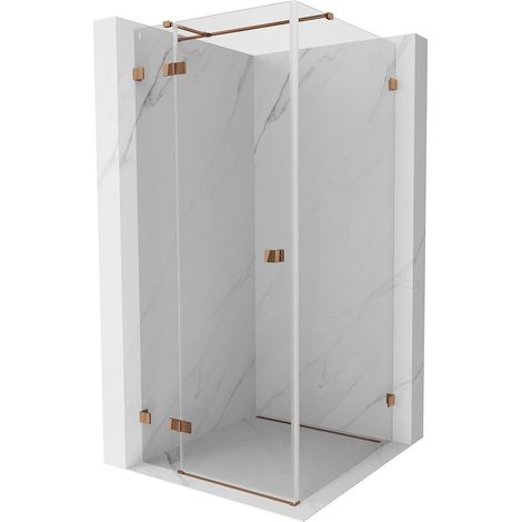 Mexen Lunar T cabina doccia a battente sinistra 110 x 110 cm, trasparente, oro rosa - 834T-110-110-60-00-L (1/5)