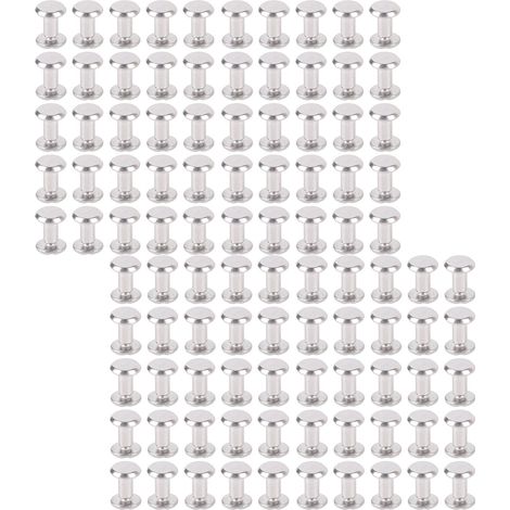 100er-Set Nieten und Schrauben aus Edelstahl, M2 Flachrundkopfnieten, Befestigungselemente für Lederhandwerk und Dekoration, 3 x 5 x 6 mm / 0,12 x 0,2 x 0,24 Zoll (1/5)