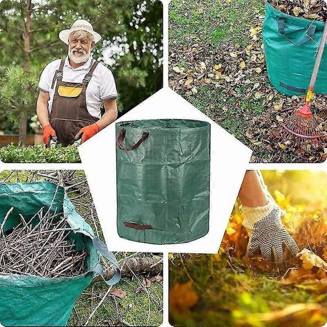 Lot de 2 sacs à déchets verts de 272 L, résistants et imperméables, avec poignées, pliables et réutilisables. (1/5)