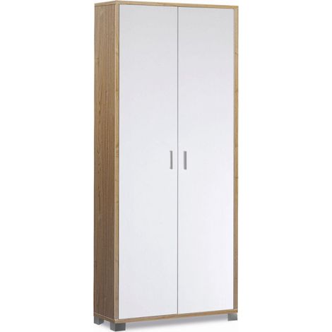 Mueble 2 puertas 83L x 29P x h190 – Acabado en madera nogal y blanco quemado – Sarmog
