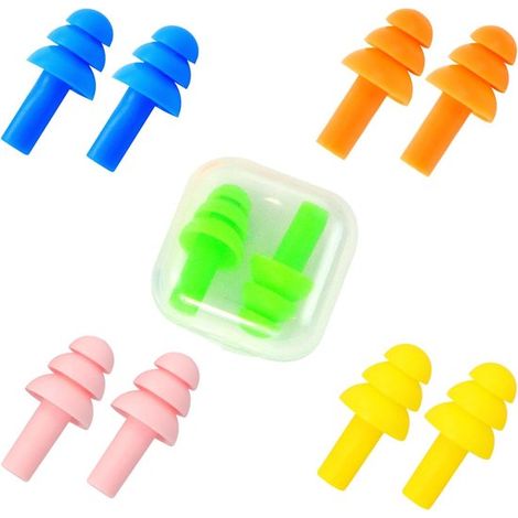 Tapones para los oídos suaves y flexibles，5 pares de tapones reutilizables con cancelación de ruido para dormir (1/5)