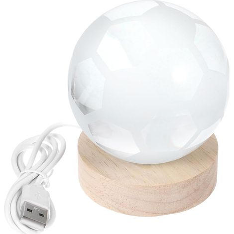 Lampe Boule de Cristal 3d Football avec Base en Bois Led (1/5)