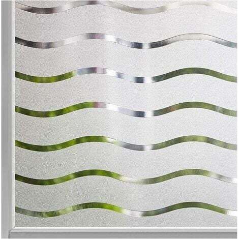 Sichtschutzfolie für Fenster, selbstklebend, antistatisch, blickdicht, UV-Schutz, Wellenmuster, 45 x 200 cm