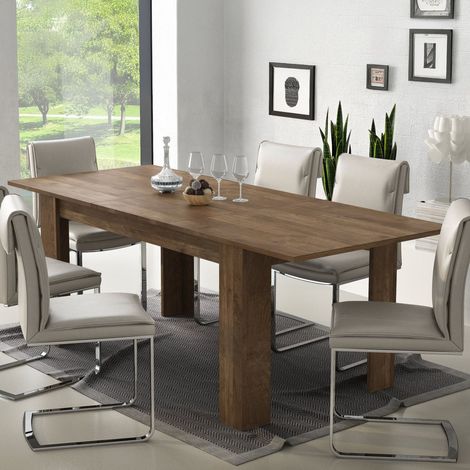 Ausziehbarer Tisch Campora, Ausziehbar, Zentrale Verlängerung, Max Länge 220 cm, 220x90x75h cm Nussbaum Braun (1/3)