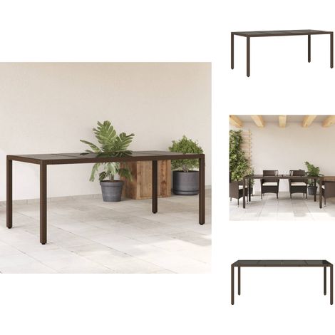 Table de jardin avec dessus en verre marron résine tressée - Table De Jardin - Table Extérieure - Mobilier De Jardin - Table En Verre - Table En Résine Tressée (1/5)