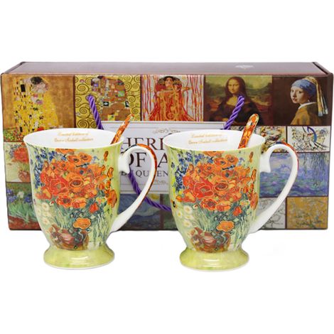 Porzellantassen-Set mit Löffeln „Mohnblumen“ – Vincent van Gogh als Geschenk (1/5)