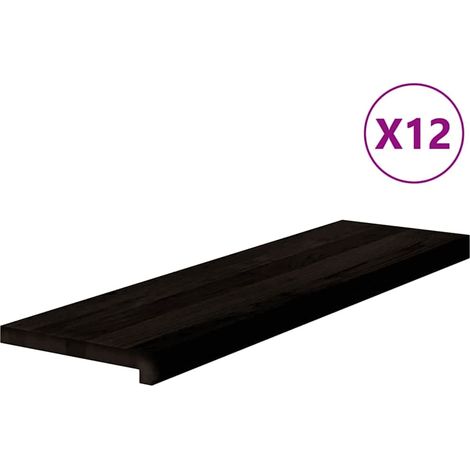 Marches d'escalier 12 pcs marron foncé 90x25x2 cm chêne massif (1/5)
