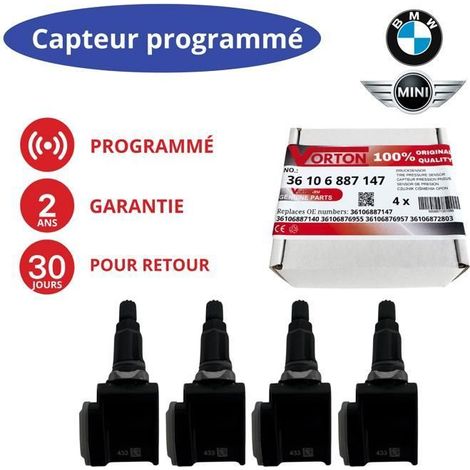 Sensore TPMS BMW 433MHz preprogrammato (x4) – compatibile con X3/X4/X5/X6/X7 e modelli M