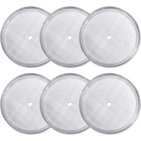 Paquet de 6 filtres de remplacement pour presse française, filtres à mailles en acier inoxydable réutilisables pour cafetière à presse française universelle 1000 ml/34 oz/8 tasses (1/5)