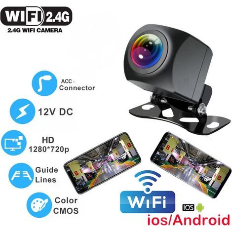 Camera De Recul Sans Fil WIFI 170 Degrés Pour Tableau De Bord Vision Nocturne HD Compatible iPhone Android 12V (1/4)