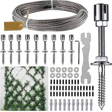 Treillis de Support de Plantes de Jardin Treillis en Acier Inoxydable pour Plantes Grimpantes, Treillis Mural à Disposition Flexible pour Plantes Grimpantes (avec Fil d\'acier)