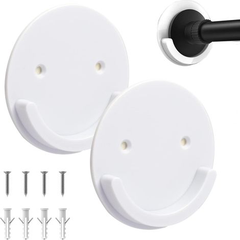 2 Sets universeller Duschvorhangstangenhalterungen mit Kleber