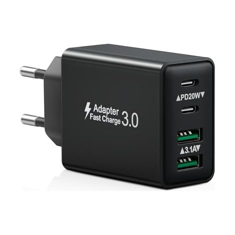 Chargeur USB C - 40 W - 4 Ports (2 USB-C + 2 USB-A) - Compatible iPhone Samsung Tablet - Charge Rapide Power Delivery - 1 Pièce (1/5)