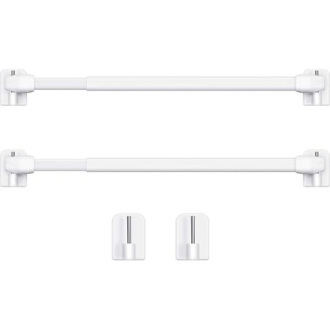 Tringle à rideau extensible 40-60cm – Plastique blanc – 2 crochets auto-adhésifs – Installation facile sans perceuse (1/5)
