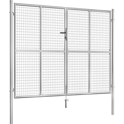 Maison Exclusive - Gartentor verzinkter Stahl 300 x 200 cm Silber