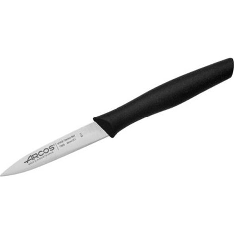 Couteau d'office noir ARCOSS 85 mm, lame en acier NITRUM®, manche léger et ergonomique