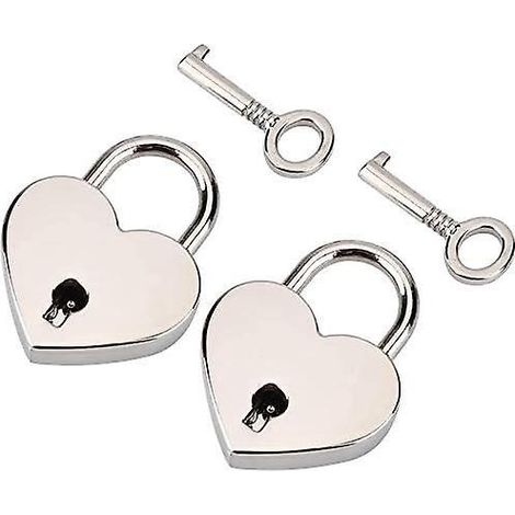 2 Pices Petit Cadenas En Mtal En Forme De Coeur Mini Verrou D'amour Cadenas Coeur Avec Cl Pour Bote  Bijoux Bote De Rangement Journal Livre Bagage (1/5)