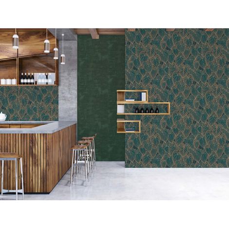 Papier peint bois, planche de bois vert foncé, chambre, cuisine, 781294 (1/4)