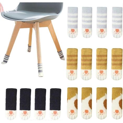 Ensemble de 16 protège-pieds de chaise à motifs de pattes de chat, protège-pieds de meubles élastiques et couvre-chaussures pour protéger les pieds de table des griffures (1/5)