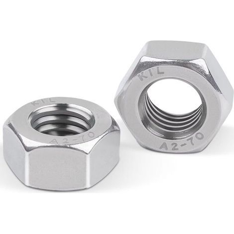 Dadi esagonali in acciaio inox M8 (DIN 934 / ISO 4032), confezione da 50 pezzi, filettatura metrica, per viti, bulloni e dadi. (1/4)