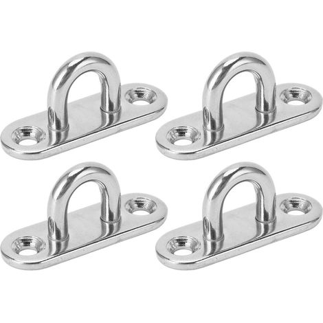 Lot de 4 crochets à œil plat inoxydable robustes, anneau agrafé haute résistance 800LB, piton en U pour bateau, yacht, camping-car, 45x15mm/1,8x0,6in (1/5)