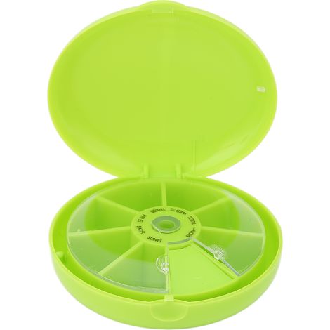 Lot de 7 compartiments tournants Boîte à pilules ronde Organisateur de médicaments pour maison voyage Vert (1/5)