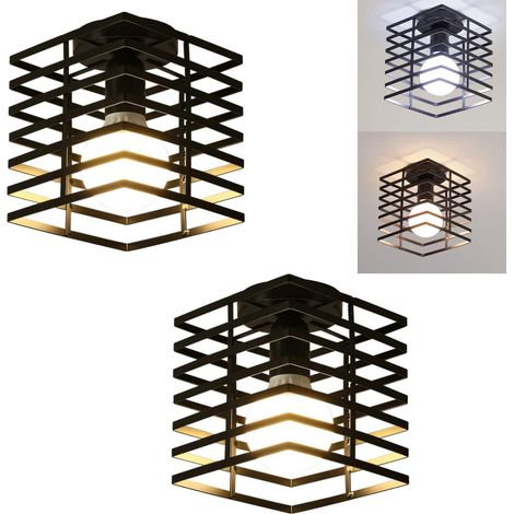 de plafonniers industriels V lustre ferme carrés en adaptés au salon couloir sans ampoule 2 pièces 220 métal (1/5)
