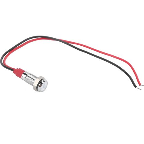 Lampe témoin LED métallique 6mm étanche pour véhicule utilitaire, bateau, camionnette – Signalisation 6V blanc avec fil (1/5)