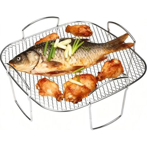 Rejilla para parrilla，20,5 x 20,5 x 9 cm，Soporte para barbacoa，Alfombrilla de malla para parrilla，Alfombrilla para parrilla (1/5)