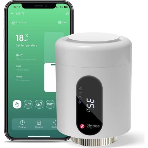 Intelligenter Heizkörperthermostat. Digitaler Thermostat. Kompatibel mit Alexa und Google Home für Energieeinsparung. Timer-Programme. Einfache Installation. Zigb erforderlich. (1/5)